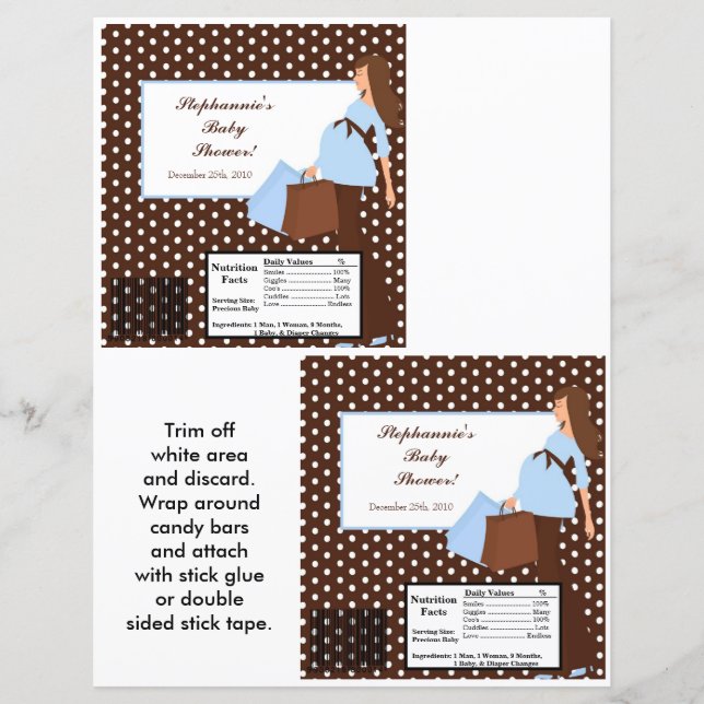 2 Hershey's Large Bar Wrapper Blue Mod Mom Polka D (Front)