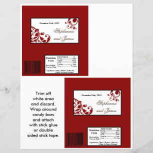 2 Hershey's Large Bar Wrapper Red Floral Filigree