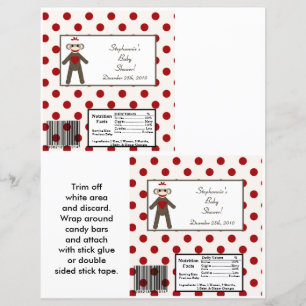 2 Hershey's Large Bar Wrapper Red Sock Monkey