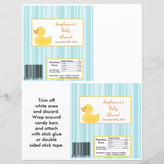 2 Hershey's Large Bar Wrapper Rubber Ducky Bubbles (Front)