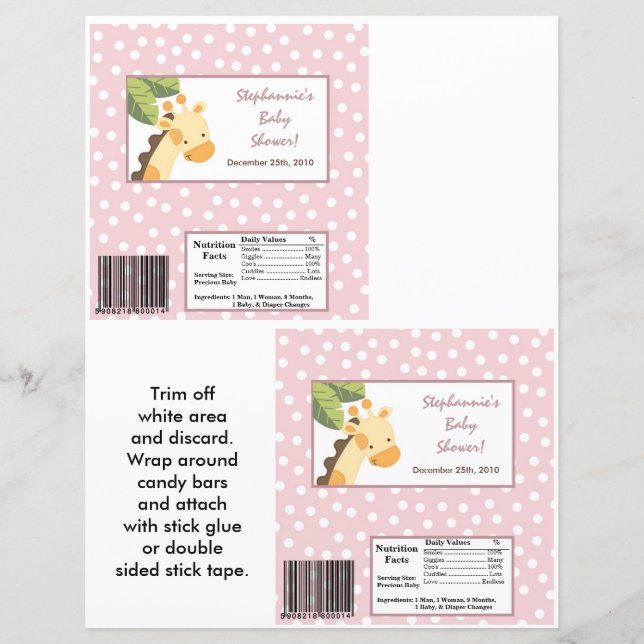 2 Hershey's Large Bar Wrapper Safari Jungle Giraff (Front)