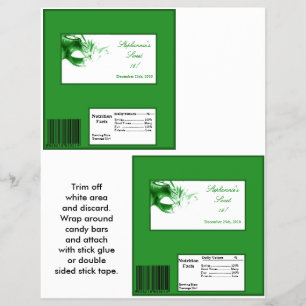 2 Hershey's Large Bar Wrapper Sweet 16 Green