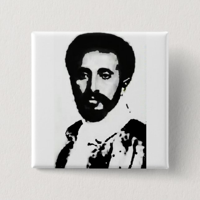 2" HIM Haile Selassie I Badge 2 Inch Square Button (Front)