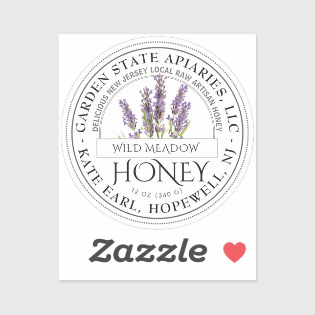 2" Honey Label with State Name and Lavender Flower (Sheet)