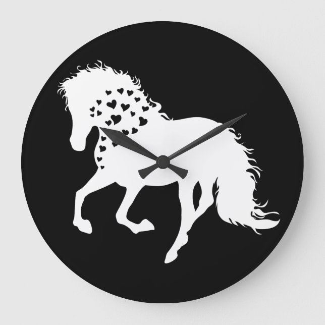 2- Horse Shirt, Horse Lover Tee, Girls Horse Large Clock (Front)