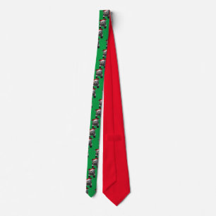2 Horses Kissing wearing Santa Hats Tie