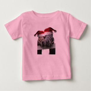 2 Horses wearing Santa Claus Hats for Christmas Baby T-Shirt
