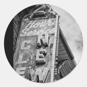 2 hour service classic round sticker