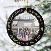 2 House Pictures First Xmas New Home Black & Gold