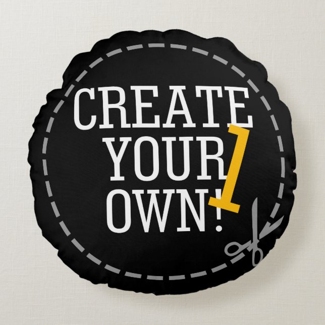 2 images Easily Create Your Own in two steps Round Pillow (Front)
