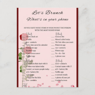 2 in 1 Bridal Brunch Shower Game Enclosure Card