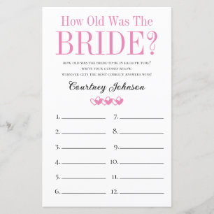 2 in 1 Bridal Shower Games Paper Sheet