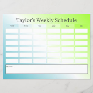 2-in-1 Budget Blue Green Gradient Class Schedule