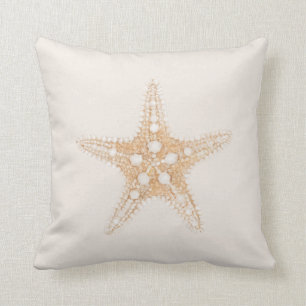 2 in 1 Starfish on beige creme pastel and navy Throw Pillow