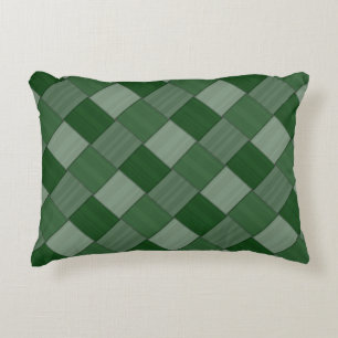2 in 1 Tiled Forest Green Diagonal Woven Pattern Decorative Pillow