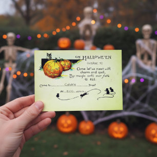2-in-1 Vintage Halloween Party Invitation &  Postcard