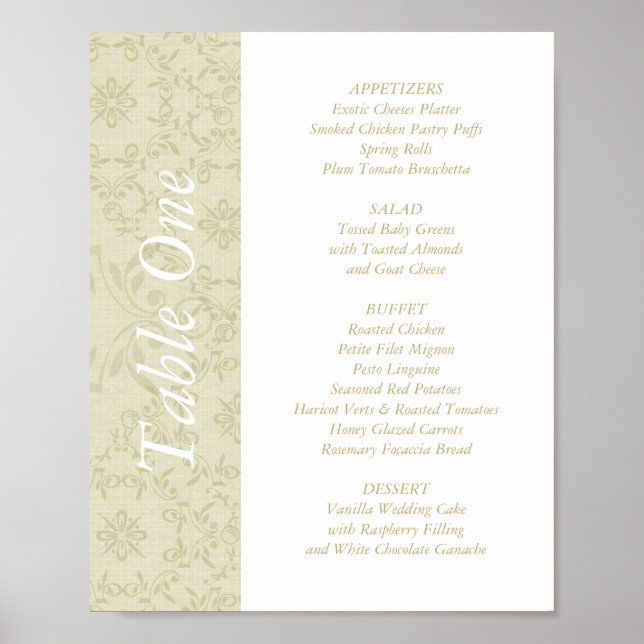 2-in-1 Wedding Reception Table Toppers & Menus Poster (Front)