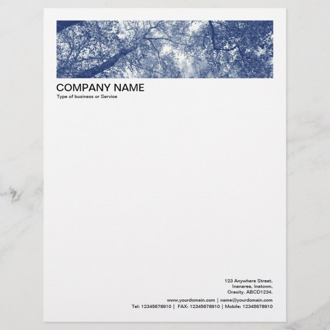 2 in Header 1/2 Inch Border - Blue Autumn 02 Letterhead (Front)