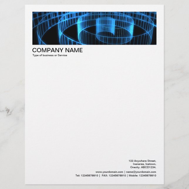 2 in Header 1/2 Inch Border - Blue Spiral Letterhead (Front)