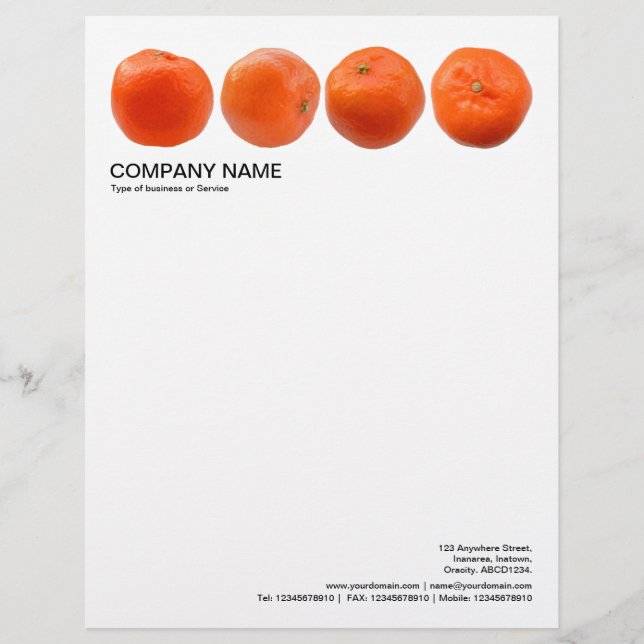 2 in Header 1/2 Inch Border - Clementines Letterhead (Front)