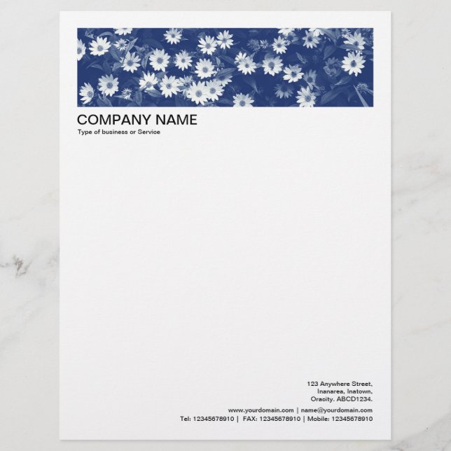 2 in Header 1/2 Inch Border - Daisies Letterhead (Front)