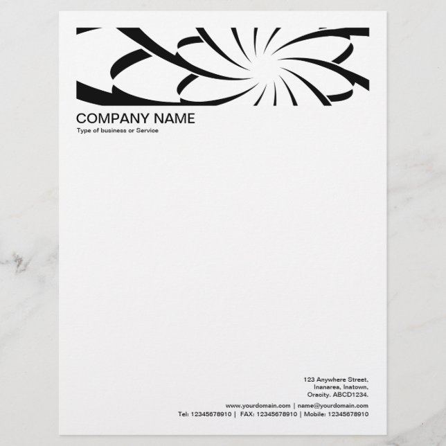 2 in Header 1/2 Inch Border - Geometric Flower 02 Letterhead (Front)