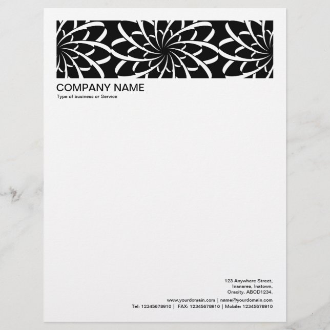 2 in Header 1/2 Inch Border - Geometric Flower v2 Letterhead (Front)