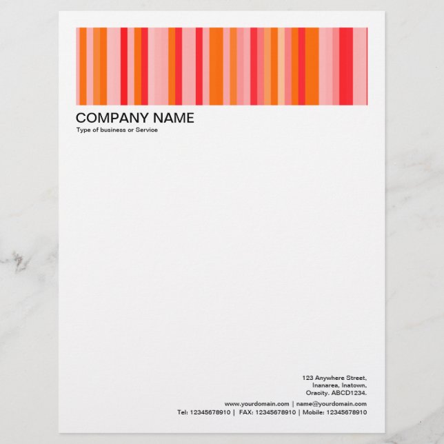 2 in Header 1/2 Inch Border - Stripes Letterhead (Front)