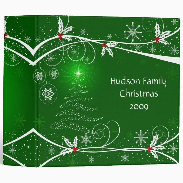 2 in. Snowflakes Holly Tree Photo Album Binder (Front/Spine)