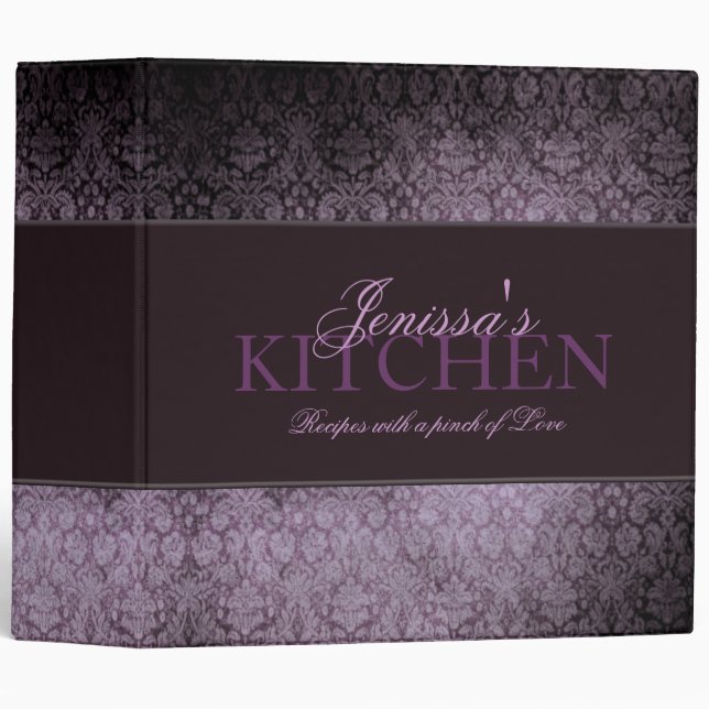 2 inch Damask with Ribbon Recipe Binder (Front/Spine)