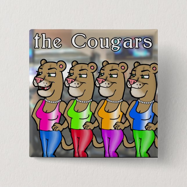 2 Inch Square Button - Office Cougars (Front)