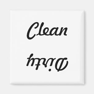 2 Inch Square Magnet: Dishwasher Clean / Dirty Magnet