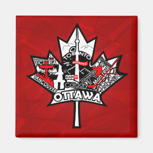 2 inch square magnet with maple leaf design