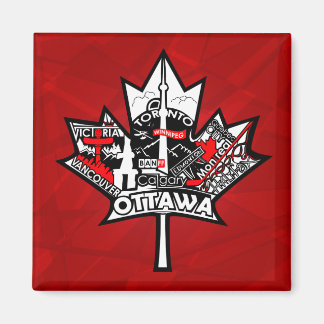 2 inch square magnet with maple leaf design