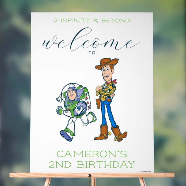 2 Infinity and Beyond Toy Story - Birthday Welcome Acrylic Sign (Neutral)