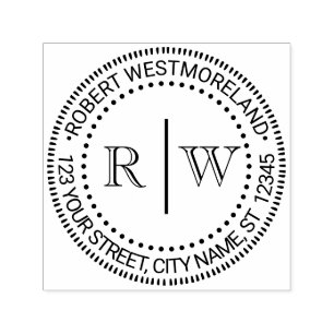 2 Initial Monogram #2 Vertical Spacer Name Address Self-inking Stamp