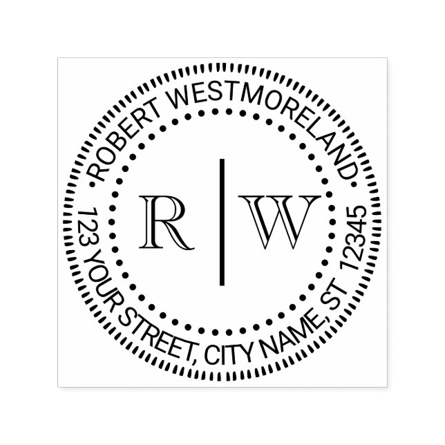 2 Initial Monogram #2 Vertical Spacer Name Address Self-inking Stamp (Design)