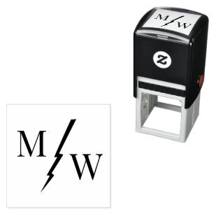 2 Initial Monogram with Lightning Bolt Spacer D Self-inking Stamp