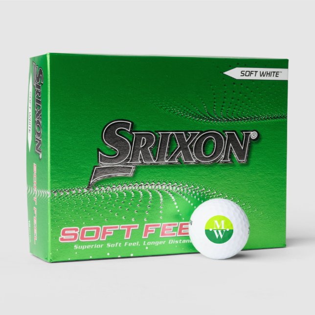 2-initials Vertical Monogram Modern 2-tone green Golf Balls (Packaging)