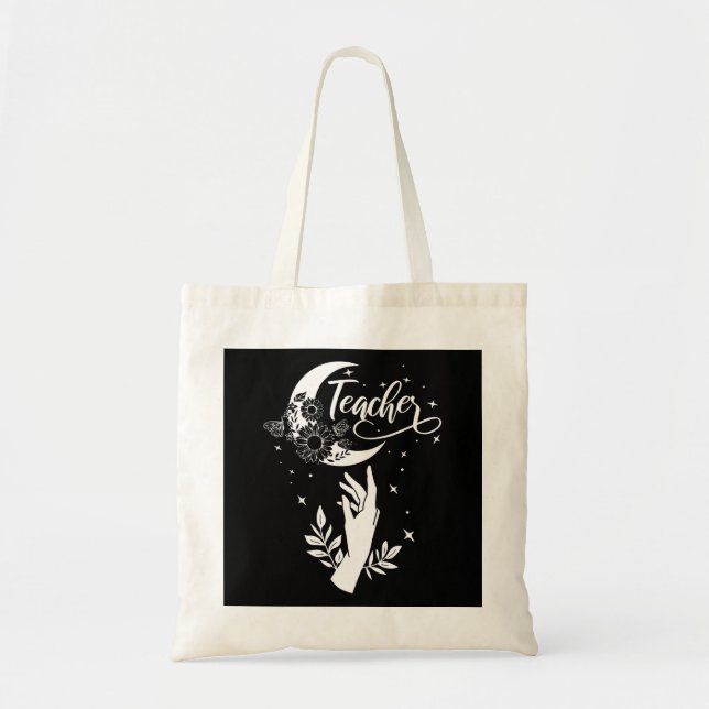 2- Inspirational Teacher Shirt, Minimalist Teacher Tote Bag (Front)
