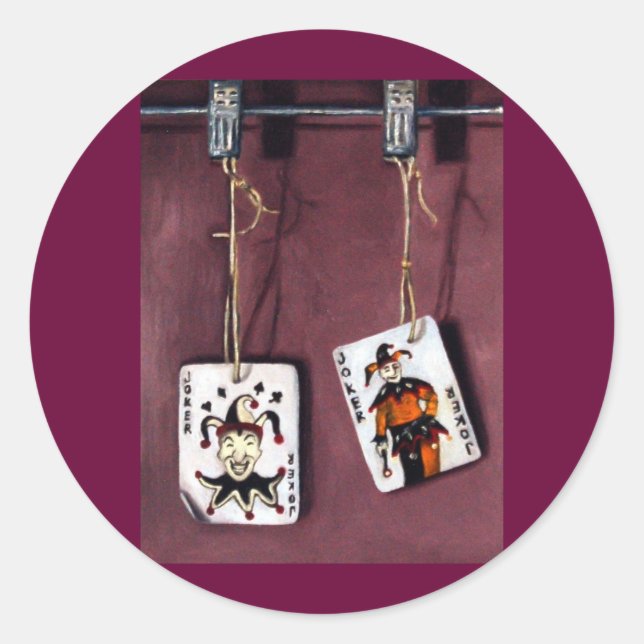2 Joker's-Lucky Jokers-Wild Cards Classic Round Sticker (Front)