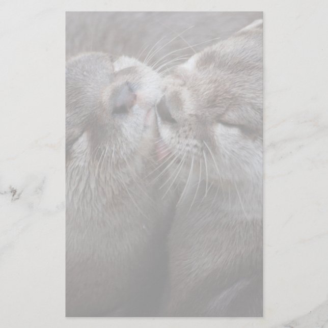 2 Kissing Otters Wildlife Photo Stationery (Front)