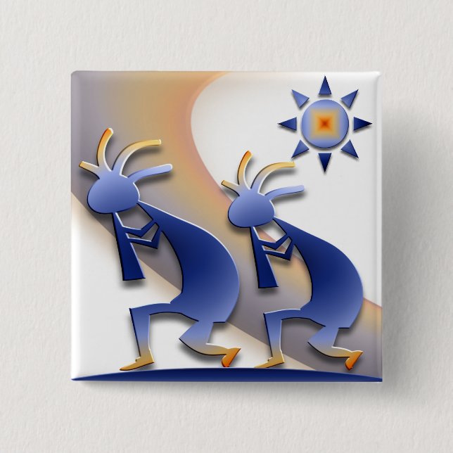 2 Kokopelli #128 2 Inch Square Button (Front)