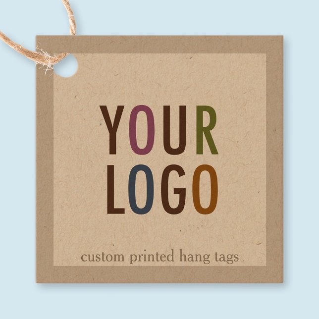 2" Kraft Square Hang Tags with String Custom Logo (MISOOK Kraft Square Hang Tag with Logo)