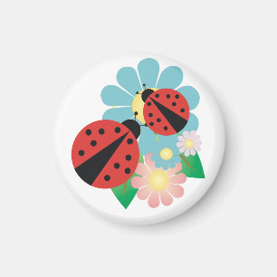 2 Ladybugs and Flowers Magnet