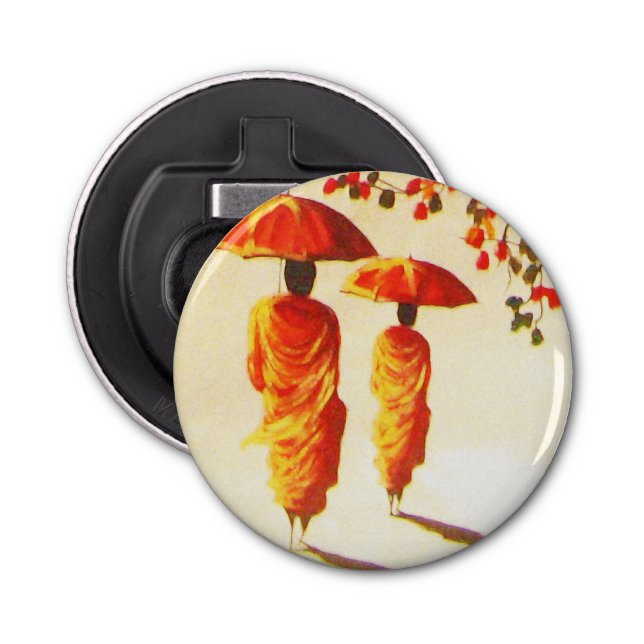 2 Laotian Buddhist Monks Bottle Opener (Front)