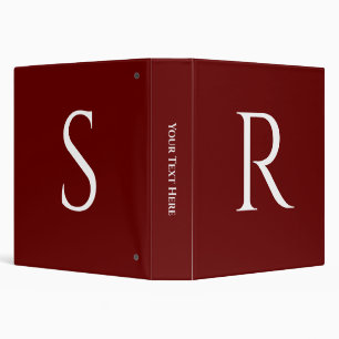 2 Large White Monograms, Initials on Deep Red Binder