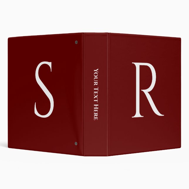 2 Large White Monograms, Initials on Deep Red Binder (Background)