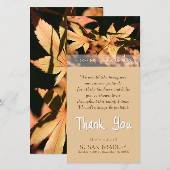 2 leaves in Autumn Sympathy Thank You (Front/Back)