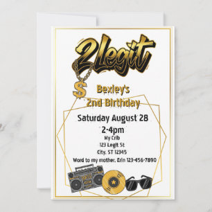 2 Legit, Musical 2nd Birthday invitation